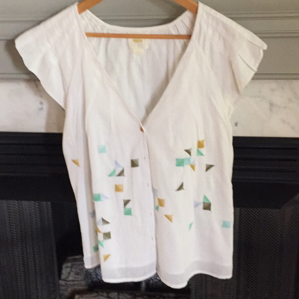 Short sleeve blouse. Linen/cotton